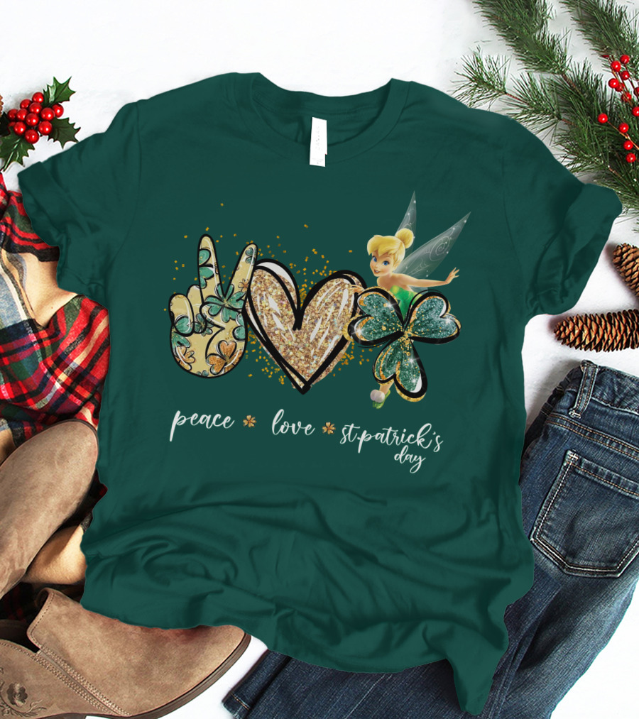 Peace Love St. Patrick's Day Tinkerbell T-Shirt