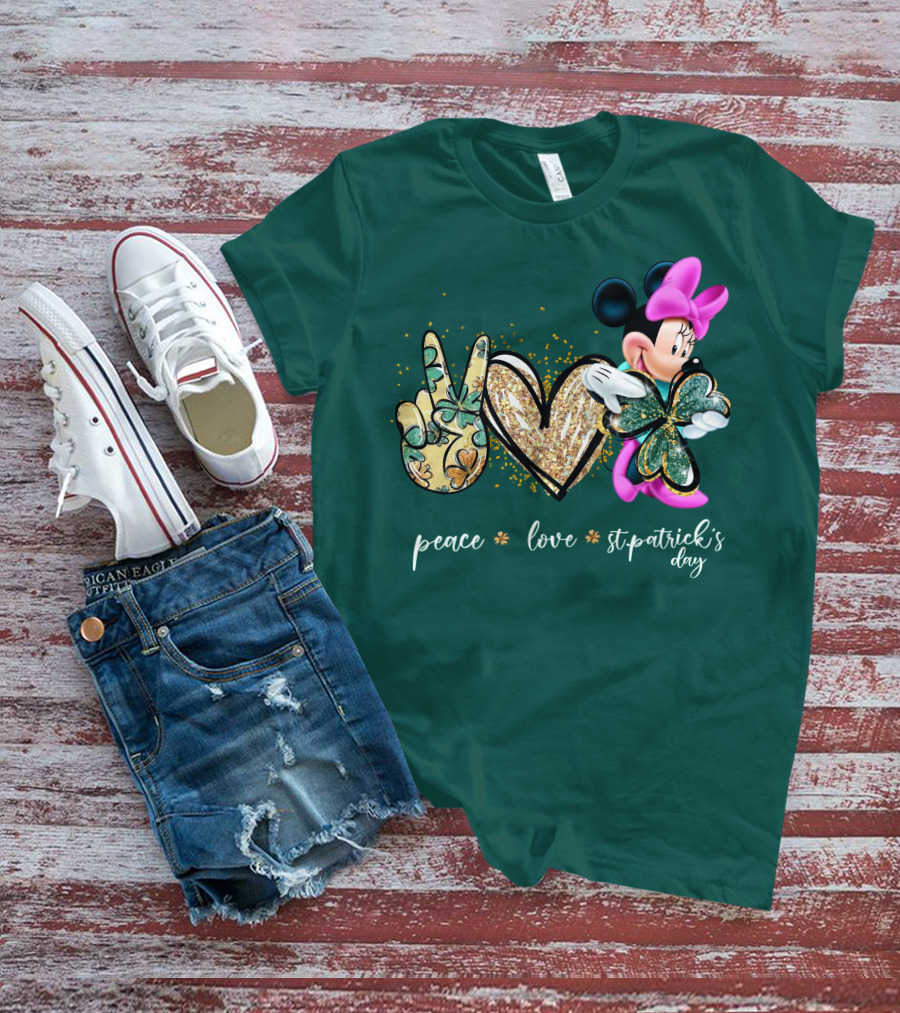 Peace Love St. Patrick's Day Minnie T-Shirt