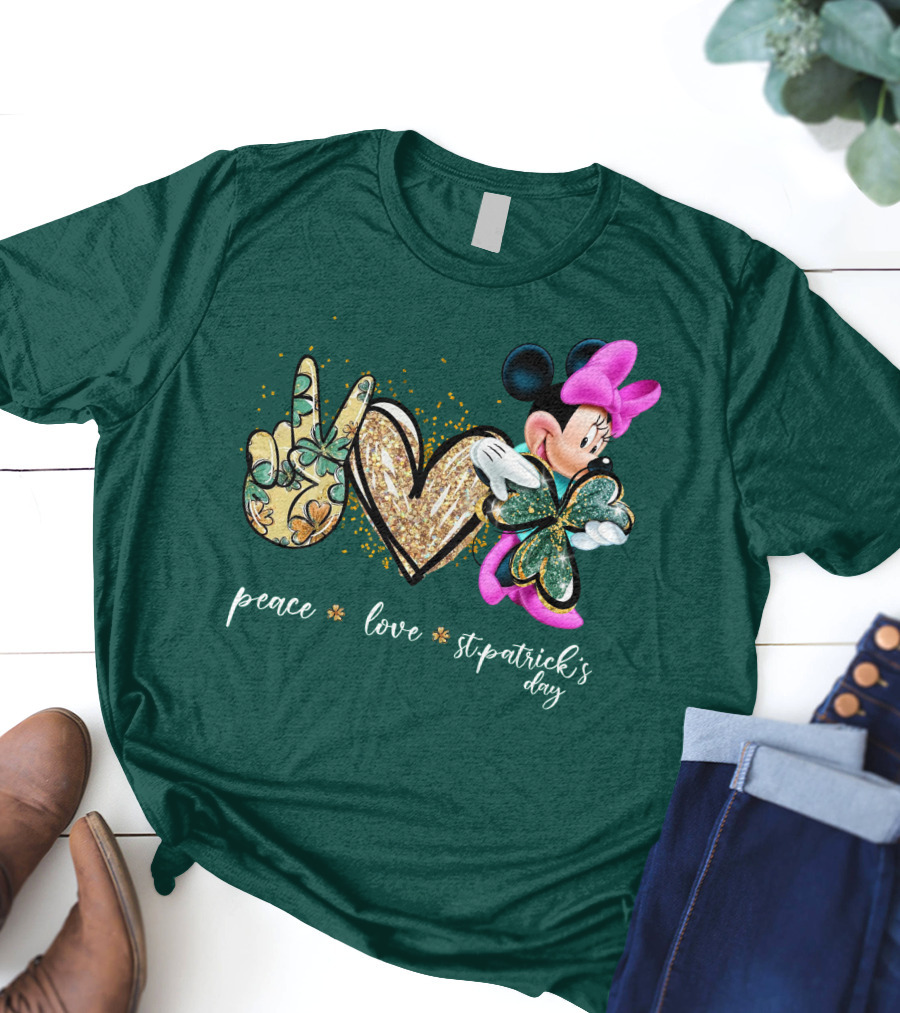 Peace Love St. Patrick's Day Minnie T-Shirt