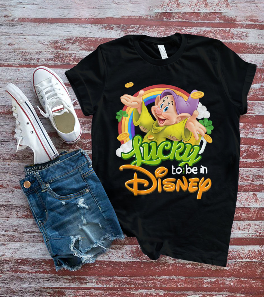 Lucky To Be In Disney Dopey Rainbow T-Shirt