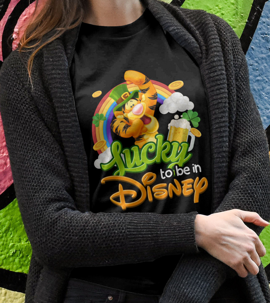 Lucky To Be In Disney Tigger Rainbow Clover St. Patrick's Celebration T-Shirt