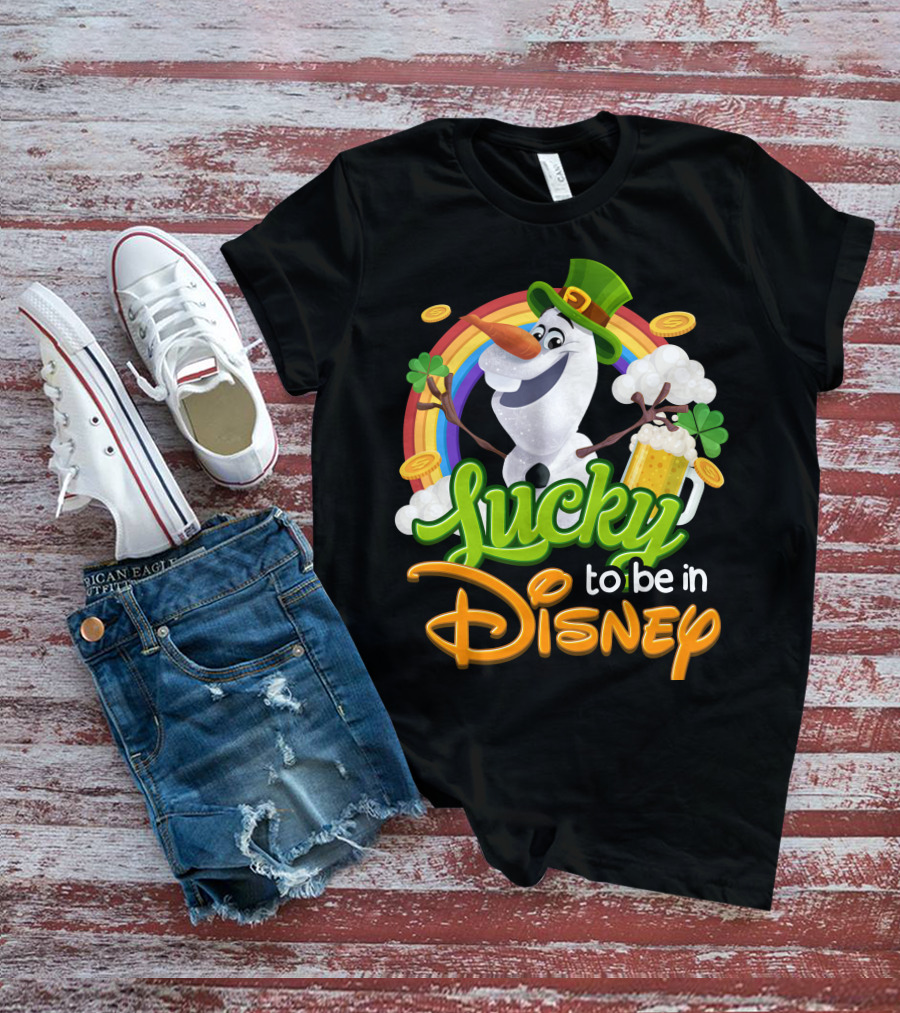 Lucky To Be In Disney Olaf St. Patrick's Day Rainbow Celebration T-Shirt