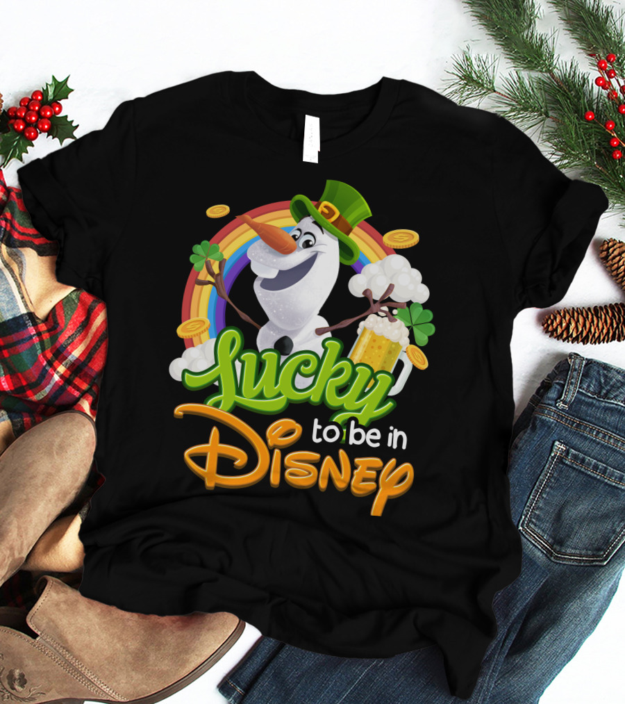 Lucky To Be In Disney Olaf St. Patrick's Day Rainbow Celebration T-Shirt