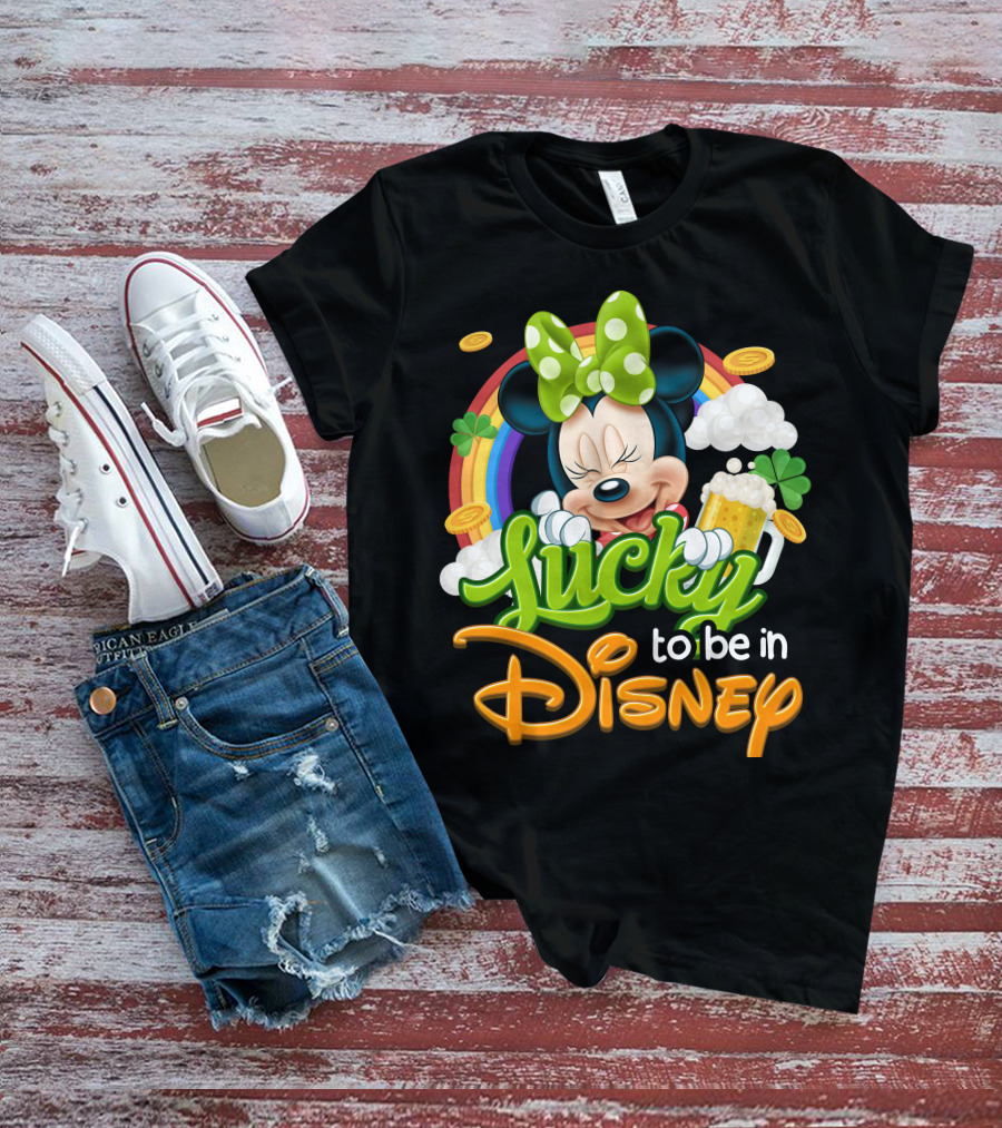 Lucky To Be In Disney Minnie Rainbow Coins T-Shirt