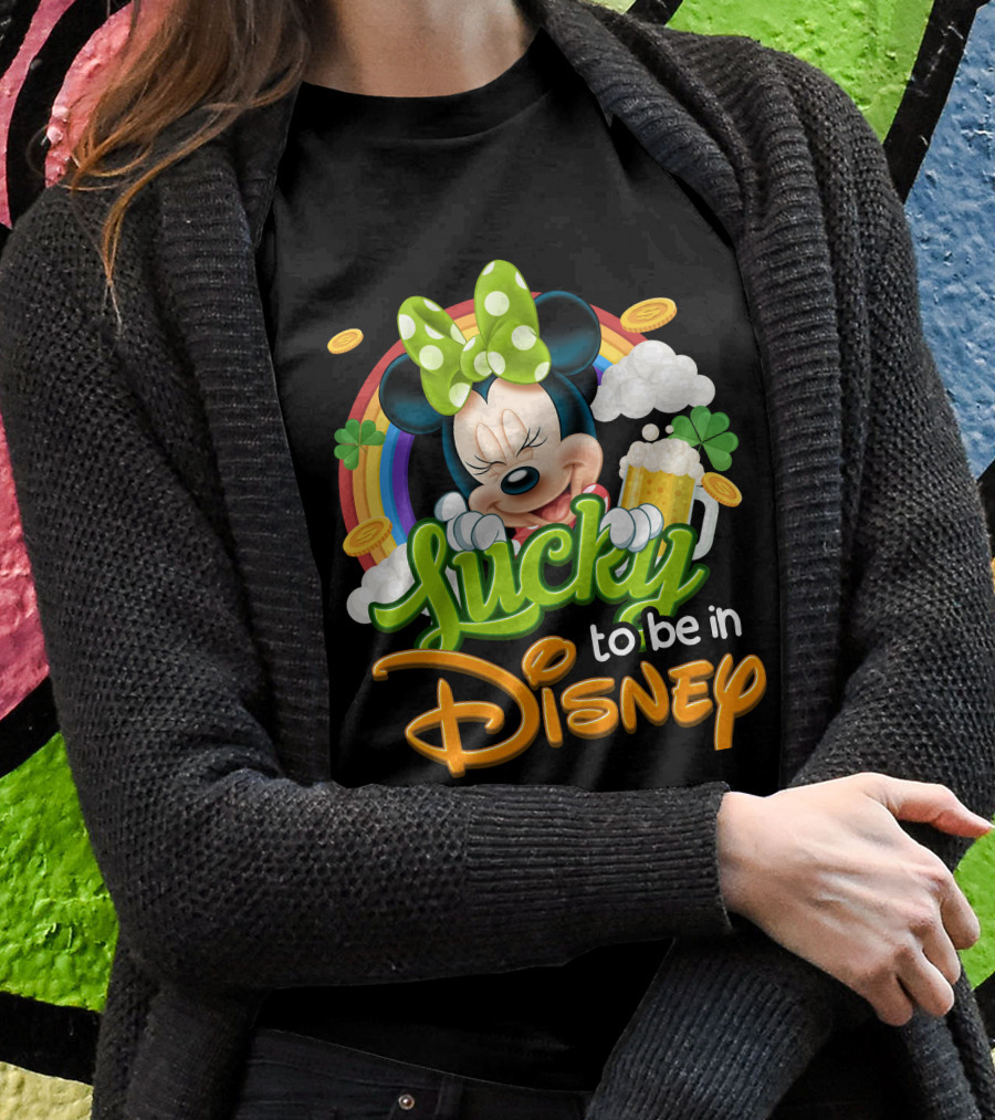 Lucky To Be In Disney Minnie Rainbow Coins T-Shirt