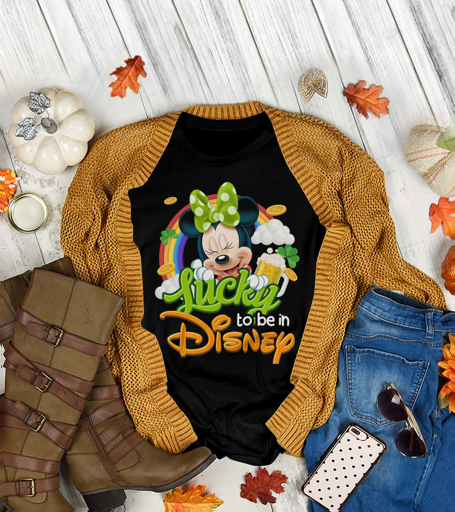 Lucky To Be In Disney Minnie Rainbow Coins T-Shirt