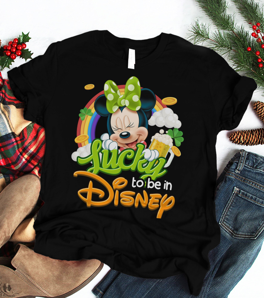 Lucky To Be In Disney Minnie Rainbow Coins T-Shirt