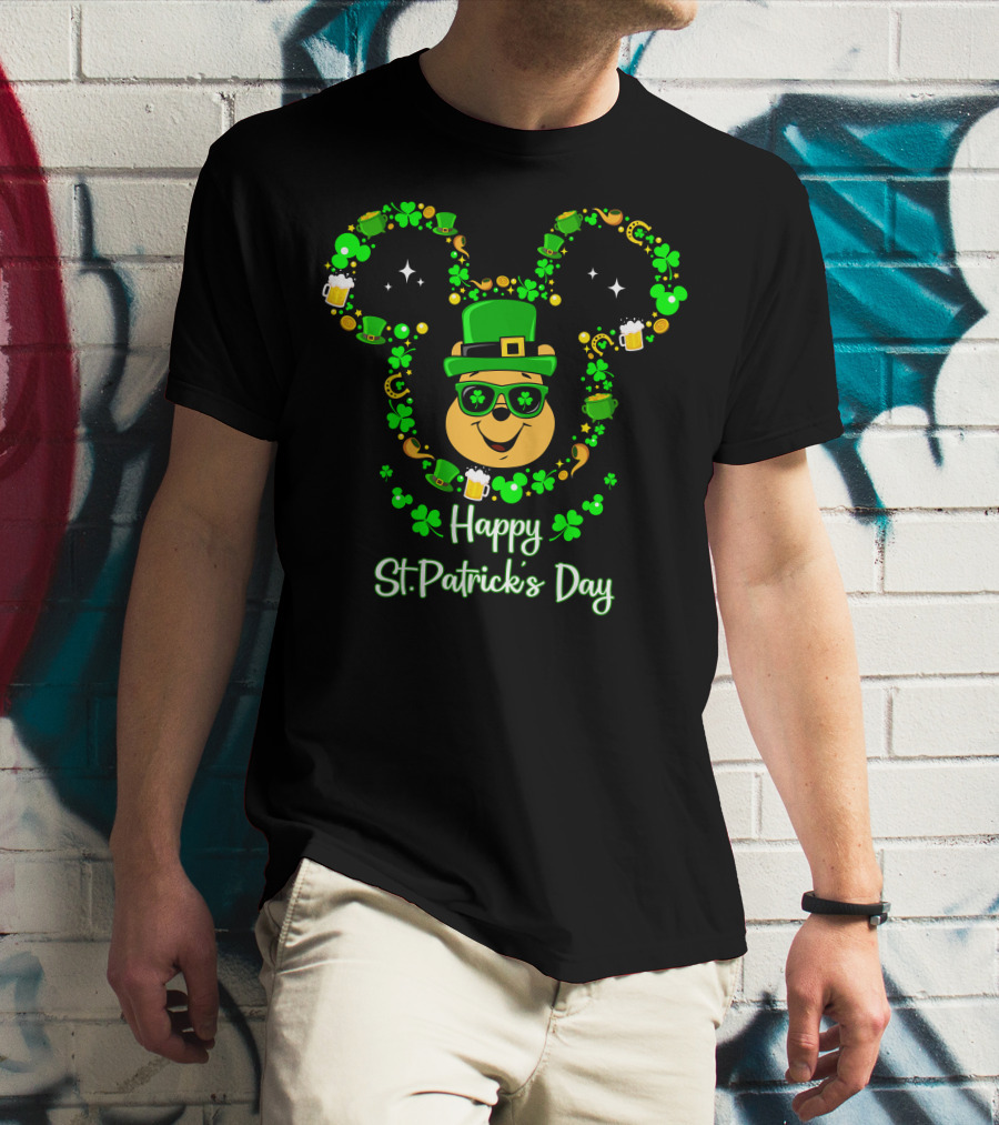 Happy St. Patrick's Day Pooh Mouse Ears T-Shirt