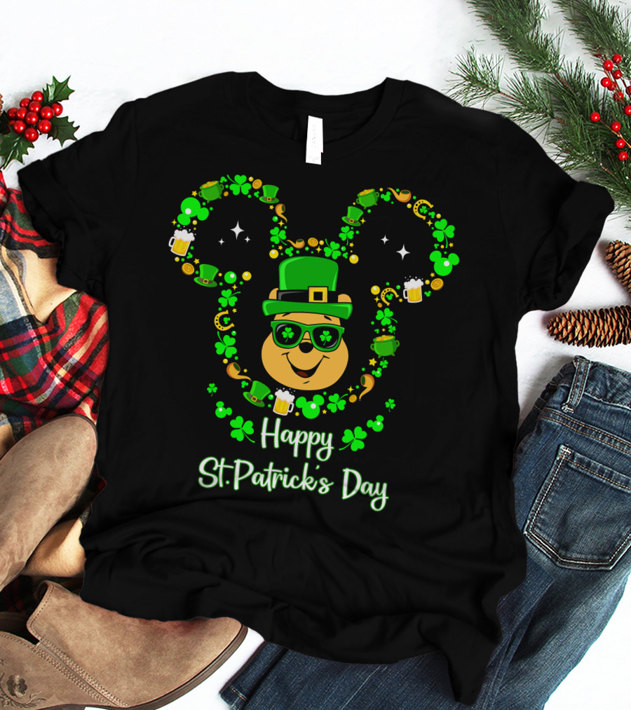 Happy St. Patrick's Day Pooh Mouse Ears T-Shirt