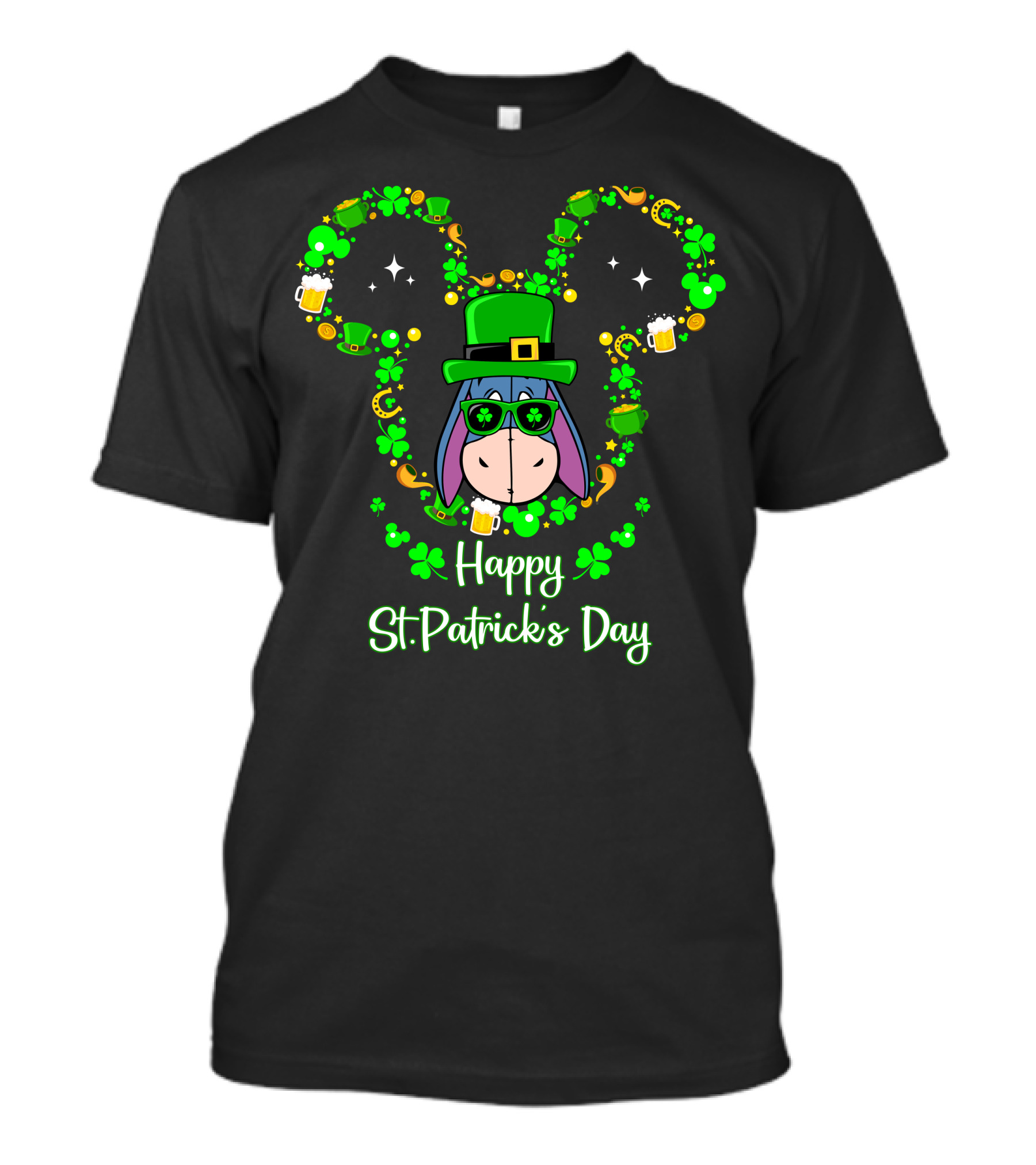 Eeyore Happy St. Patrick's Day Clover Hat T-Shirt