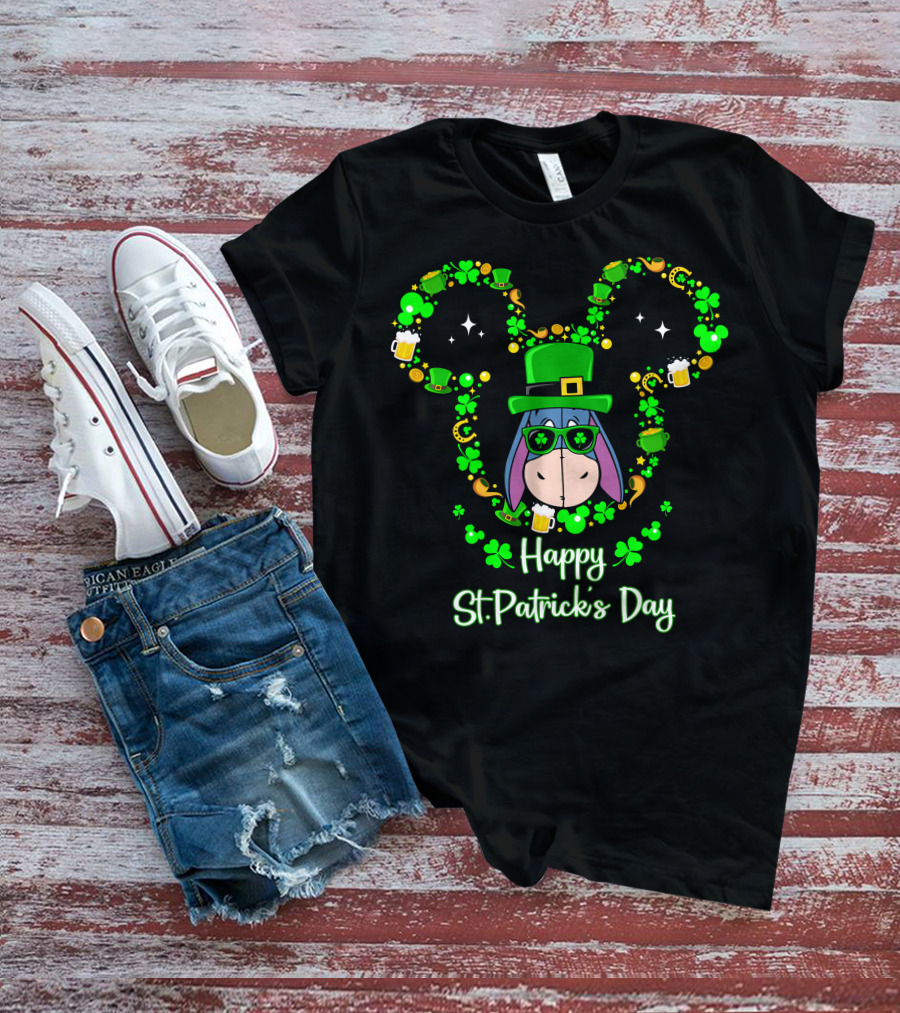 Eeyore Happy St. Patrick's Day Clover Hat T-Shirt