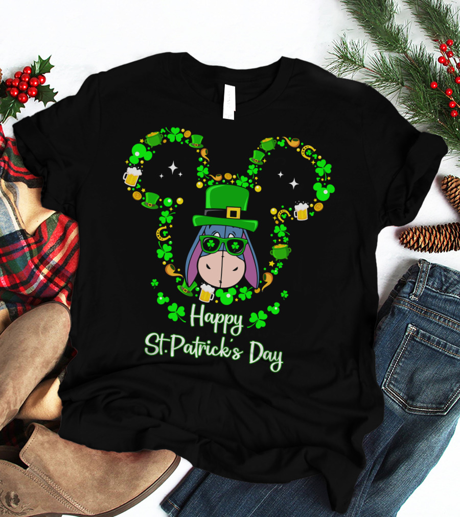 Eeyore Happy St. Patrick's Day Clover Hat T-Shirt