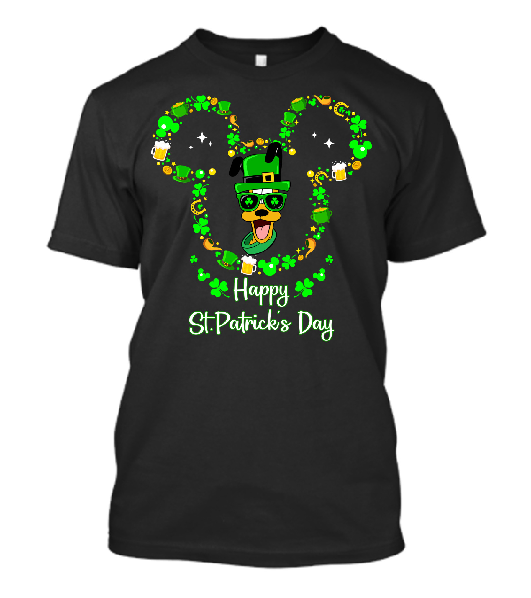 Happy St. Patrick's Day Pluto Lucky Clover Hat And Green Beer T-Shirt