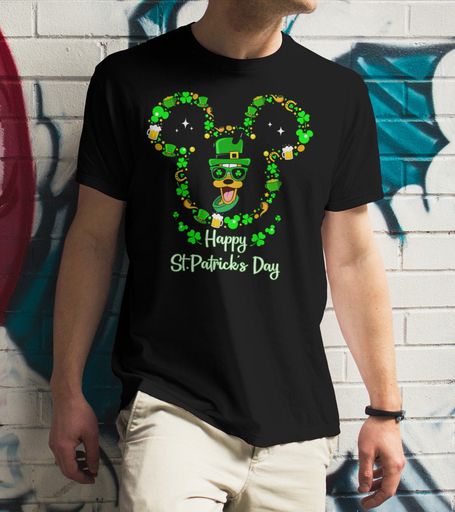 Happy St. Patrick's Day Pluto Lucky Clover Hat And Green Beer T-Shirt