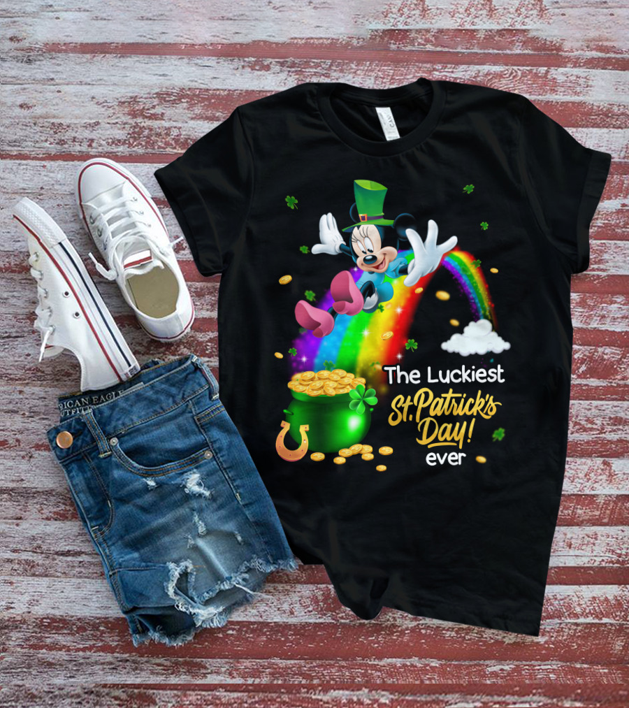 Minnie The Luckiest St. Patrick's Day Ever Rainbow Pot Of Gold T-Shirt