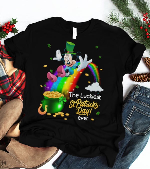Minnie The Luckiest St. Patrick's Day Ever Rainbow Pot Of Gold T-Shirt