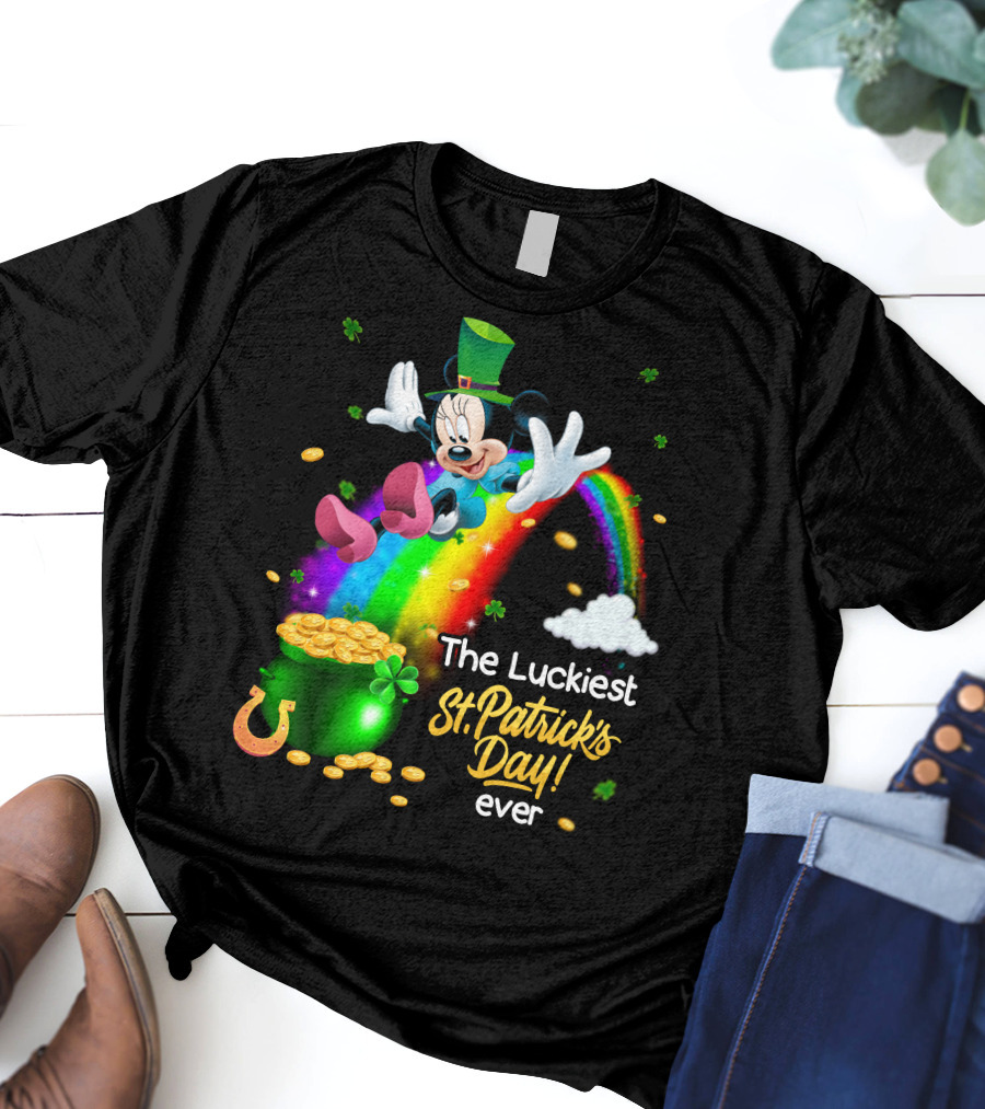 Minnie The Luckiest St. Patrick's Day Ever Rainbow Pot Of Gold T-Shirt
