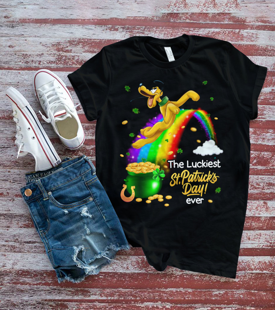 The Luckiest St. Patrick's Day Ever Pluto Rainbow Pot Of Gold T-Shirt
