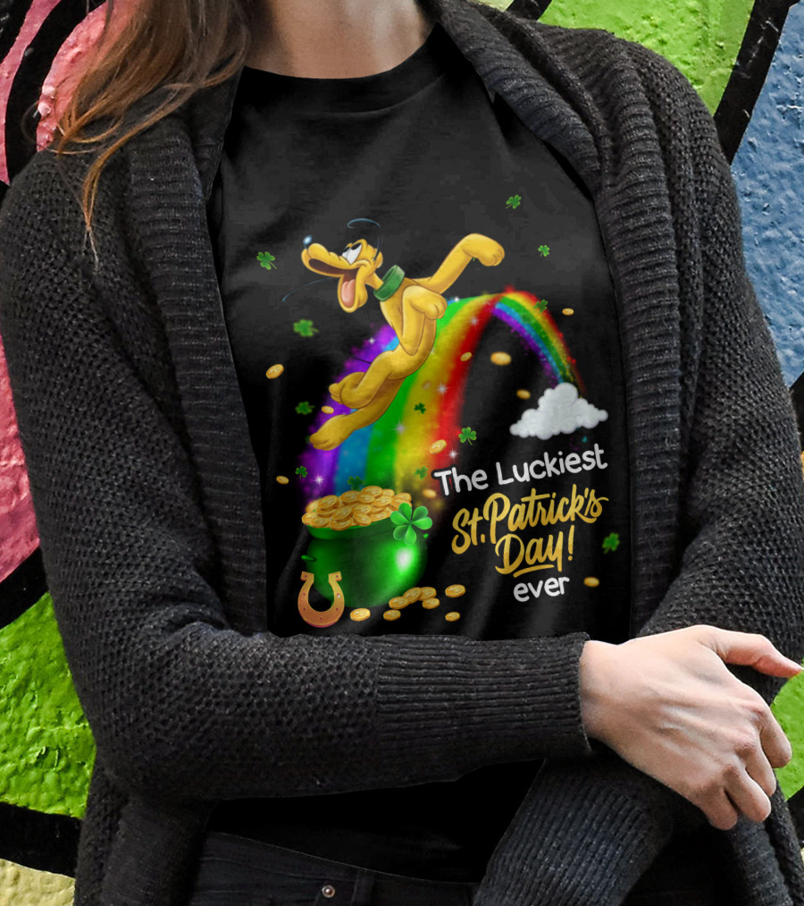 The Luckiest St. Patrick's Day Ever Pluto Rainbow Pot Of Gold T-Shirt