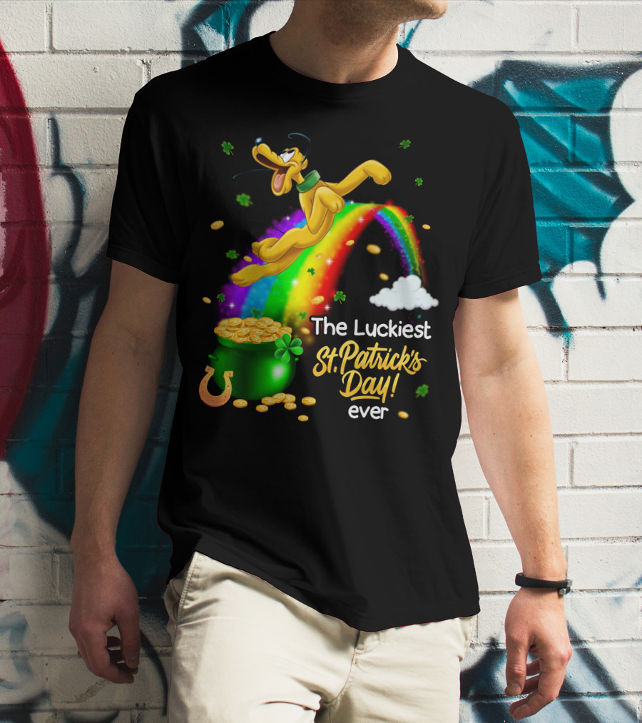 The Luckiest St. Patrick's Day Ever Pluto Rainbow Pot Of Gold T-Shirt