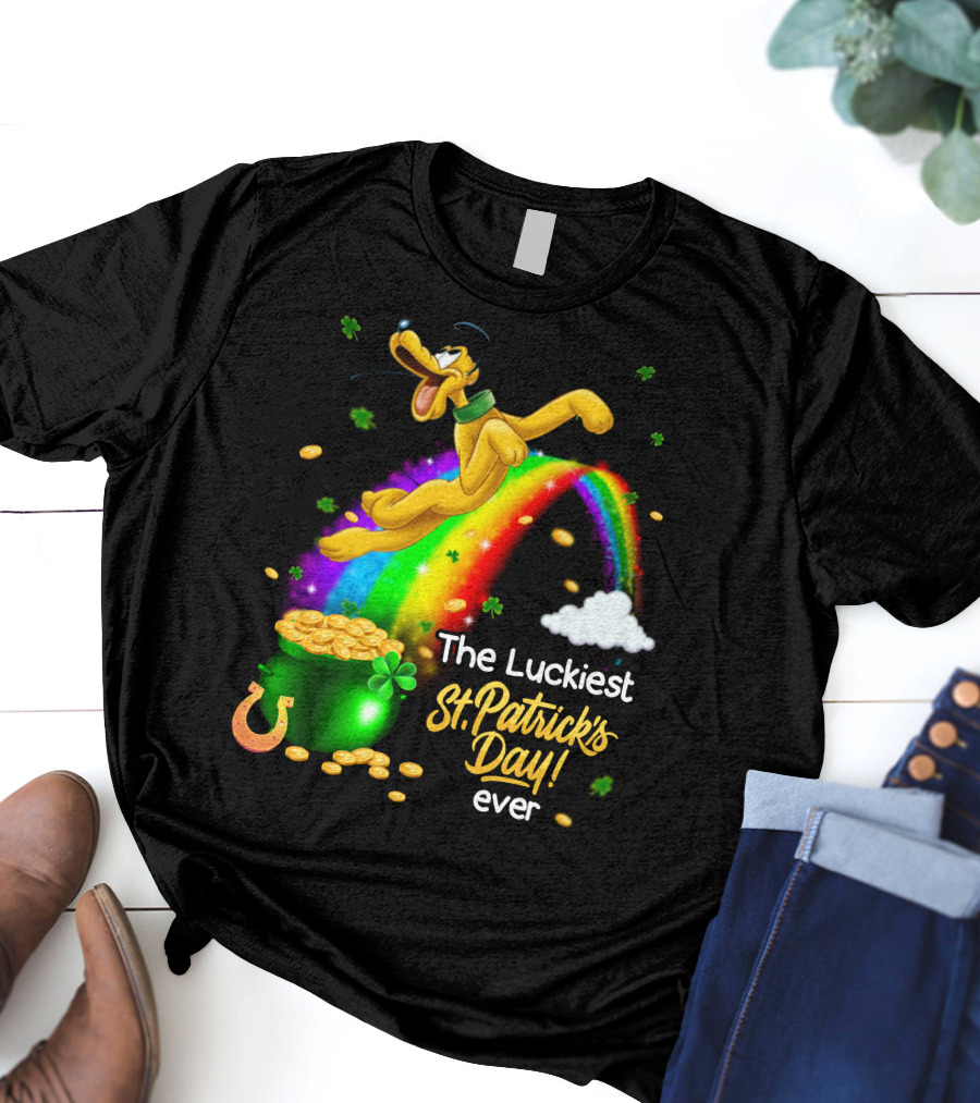 The Luckiest St. Patrick's Day Ever Pluto Rainbow Pot Of Gold T-Shirt