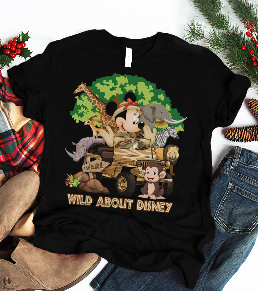 Wild About Disney Safari Minnie Mouse Jeep African Animals T-Shirt