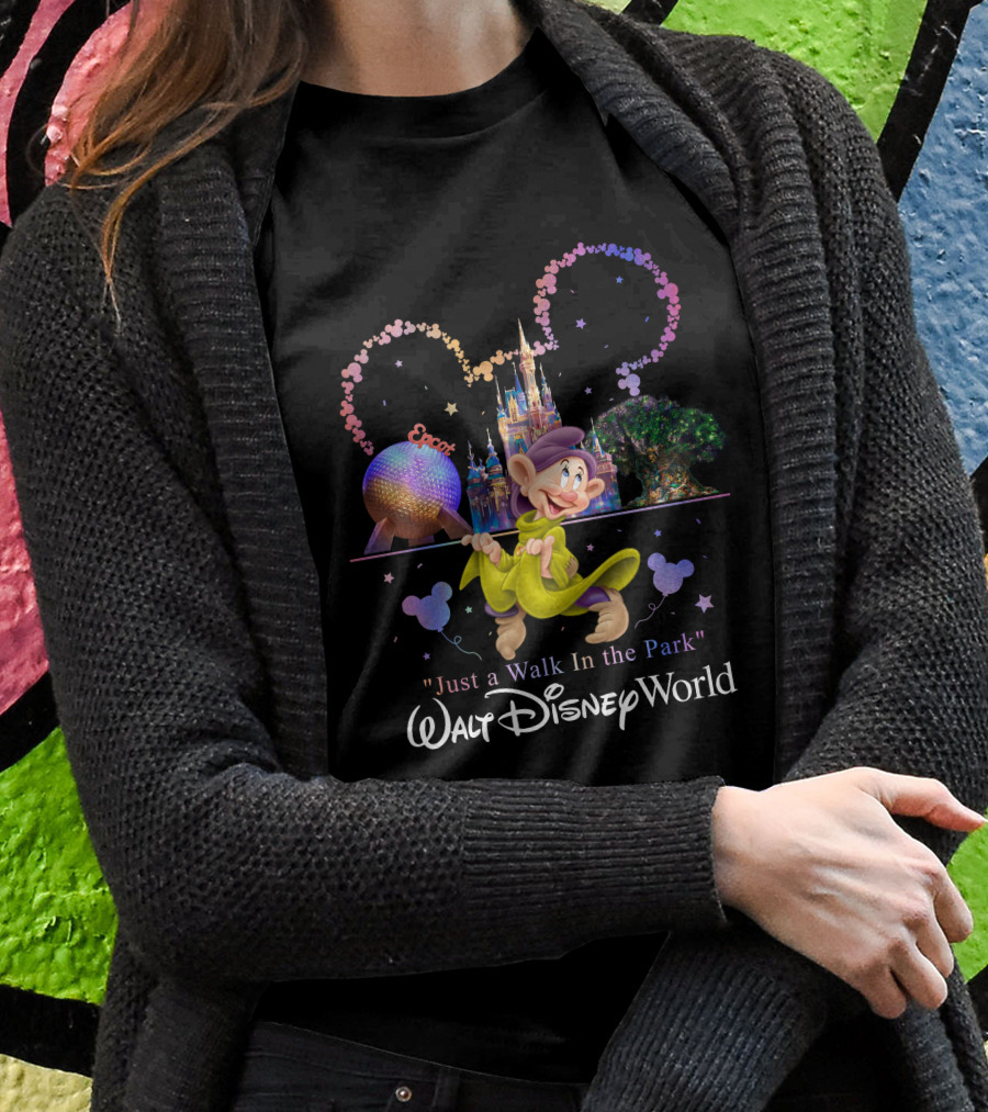 Walt Disney World Dopey Just A Walk In The Park Epcot Magic Kingdom T-Shirt