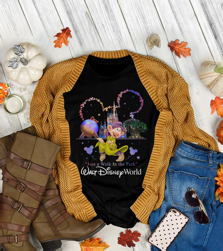 Walt Disney World Dopey Just A Walk In The Park Epcot Magic Kingdom T-Shirt