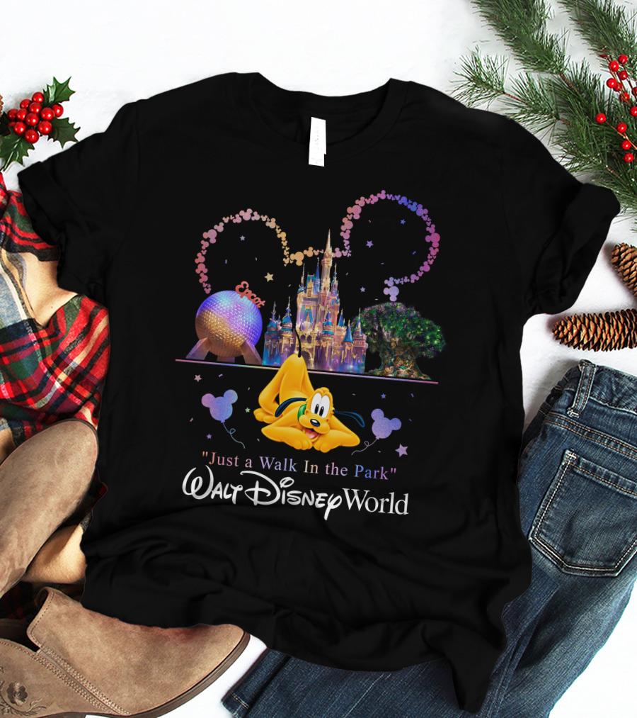 Walt Disney World Just A Walk In The Park Pluto Magic Kingdom Epcot T-Shirt