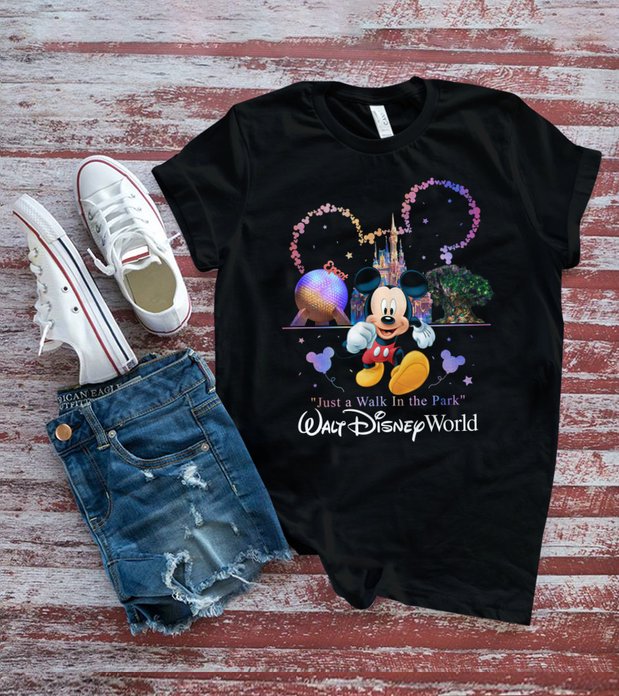 Just A Walk In The Park Walt Disney World Epcot Mickey Mouse T-Shirt