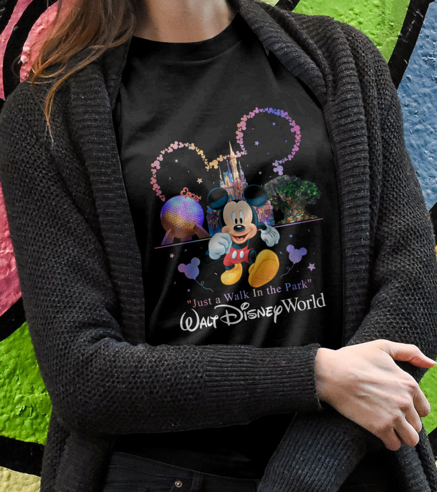 Just A Walk In The Park Walt Disney World Epcot Mickey Mouse T-Shirt