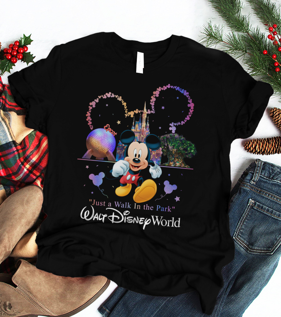 Just A Walk In The Park Walt Disney World Epcot Mickey Mouse T-Shirt