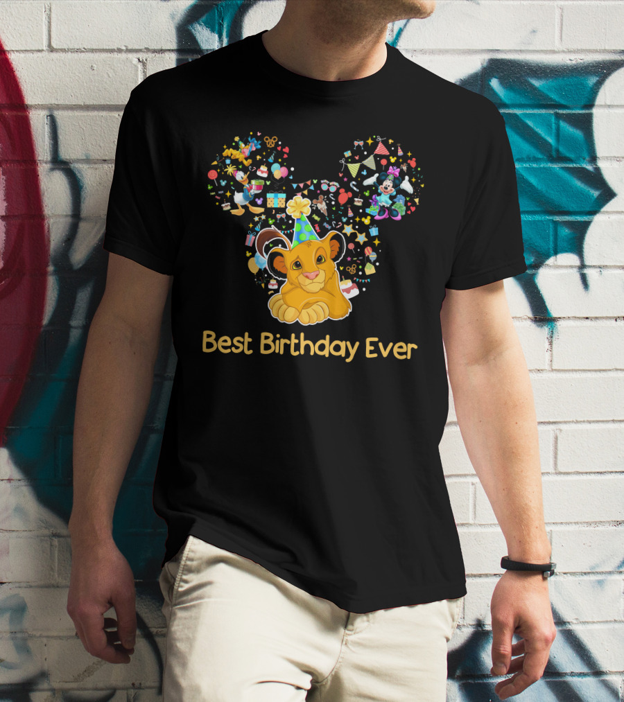 Simba Best Birthday Ever Disney Mickey Mouse Ears Party Hat T-Shirt