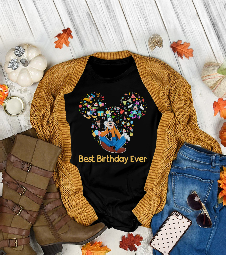 Best Birthday Ever Goofy Minnie Mickey Ears Celebration T-Shirt