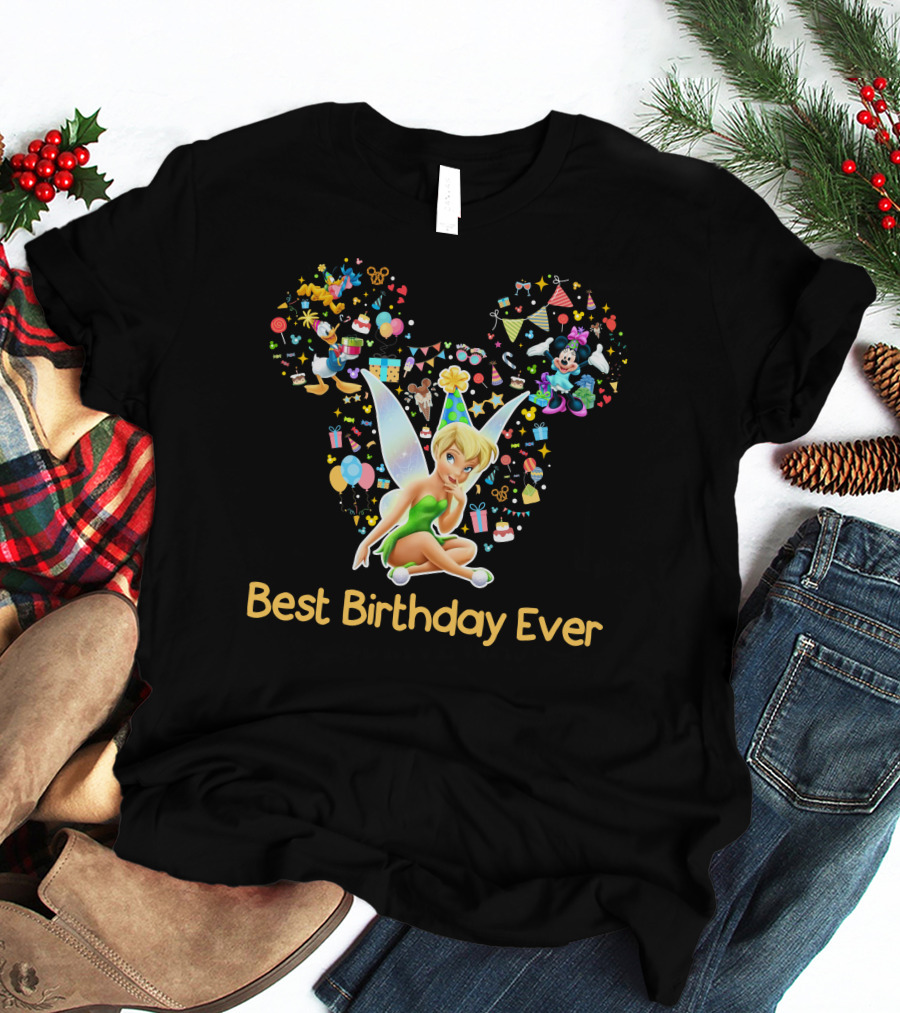 Tinkerbell Best Birthday Ever Disney Celebration Mickey Ears T-Shirt