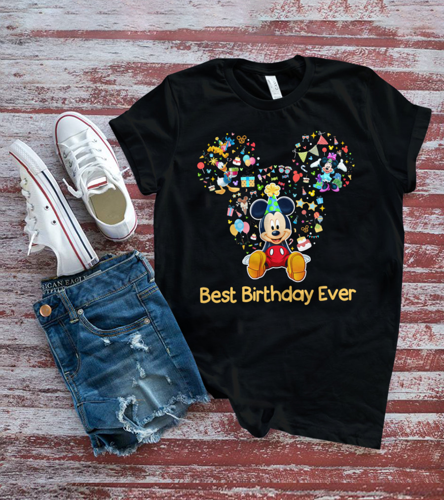 Mickey Best Birthday Ever Celebration Party Theme T-Shirt