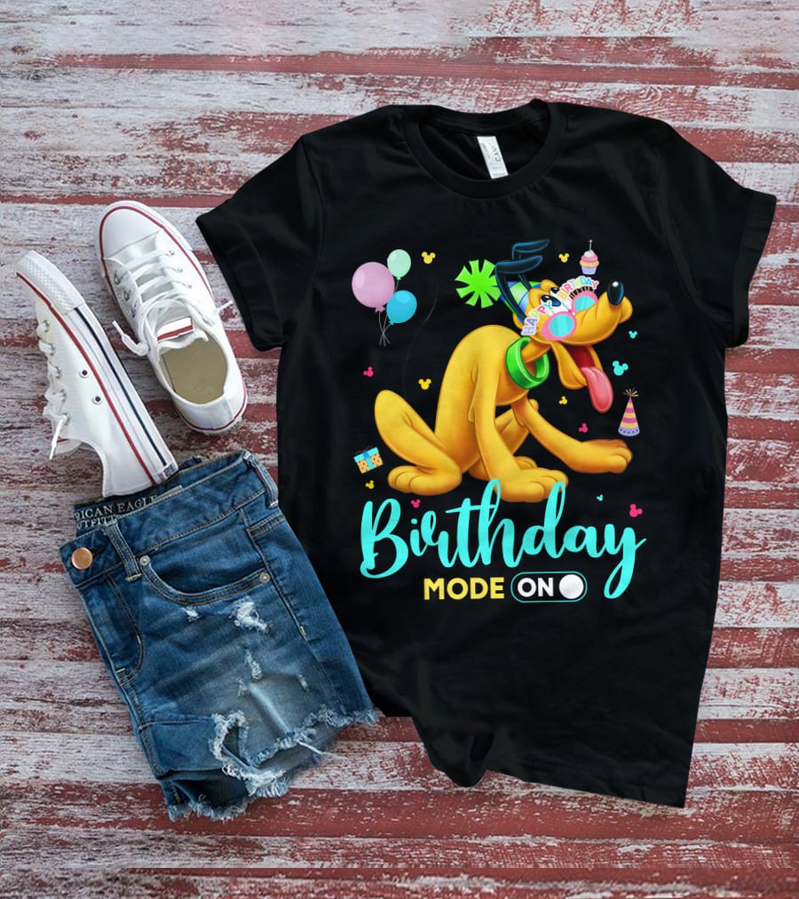 Birthday Mode On Pluto Party Celebration Balloons And Confetti T-Shirt