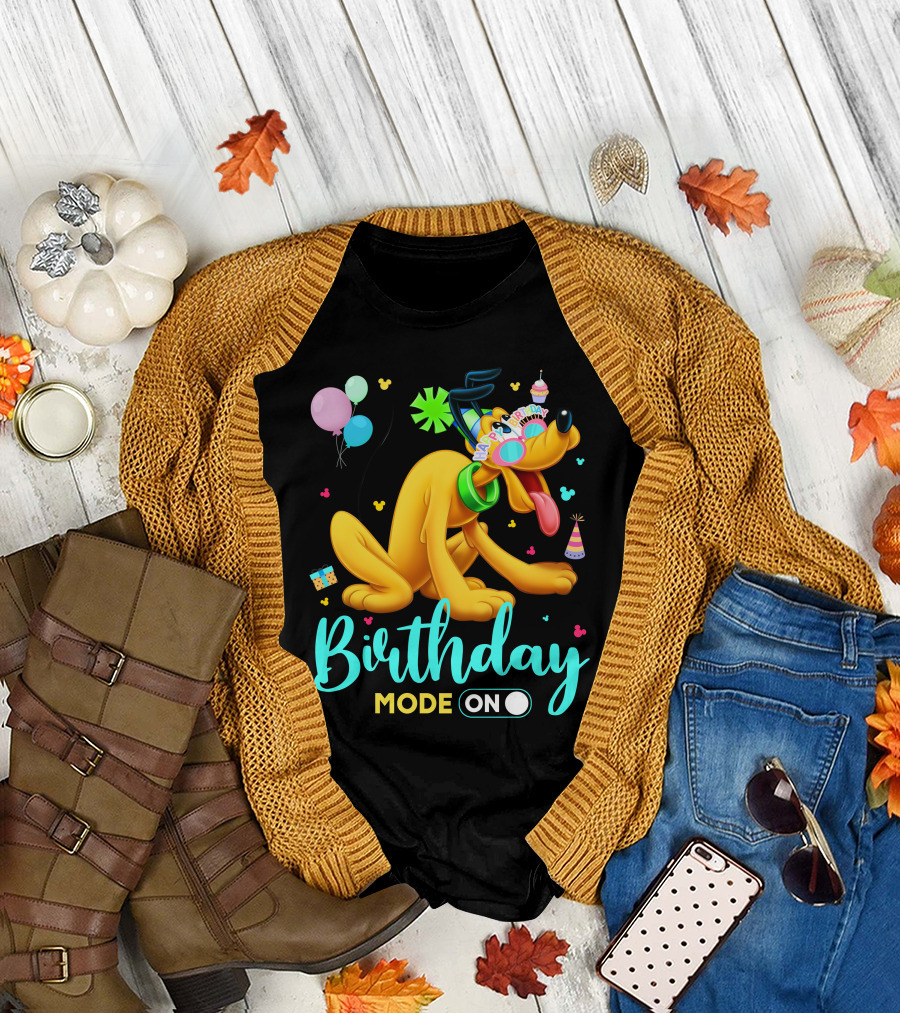 Birthday Mode On Pluto Party Celebration Balloons And Confetti T-Shirt
