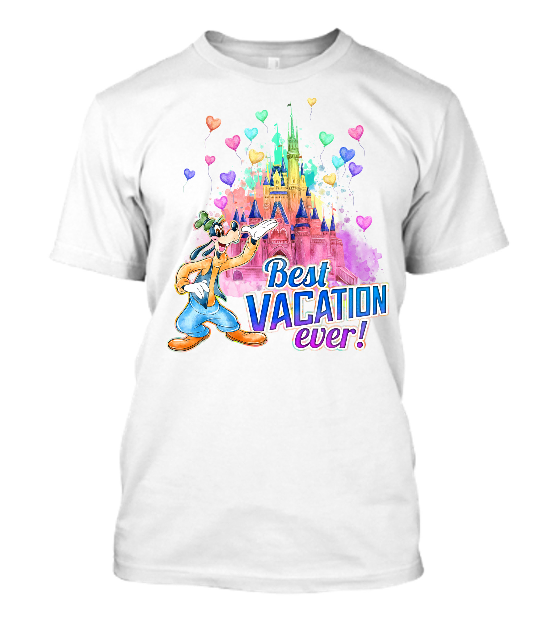 Best Vacation Ever Goofy Disney Castle Balloons T-Shirt