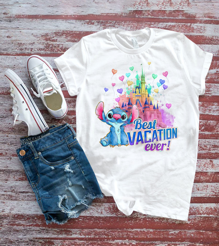 Best Vacation Ever Stitch Castle Balloons T-Shirt