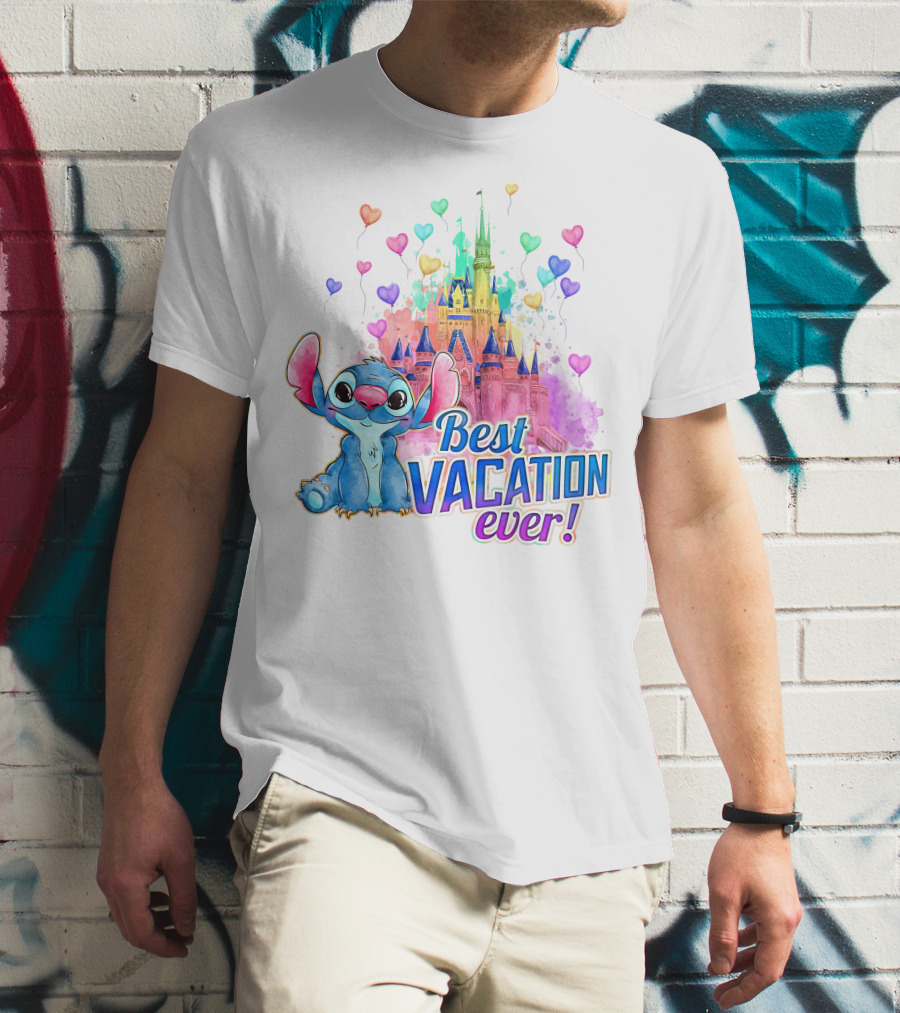 Best Vacation Ever Stitch Castle Balloons T-Shirt