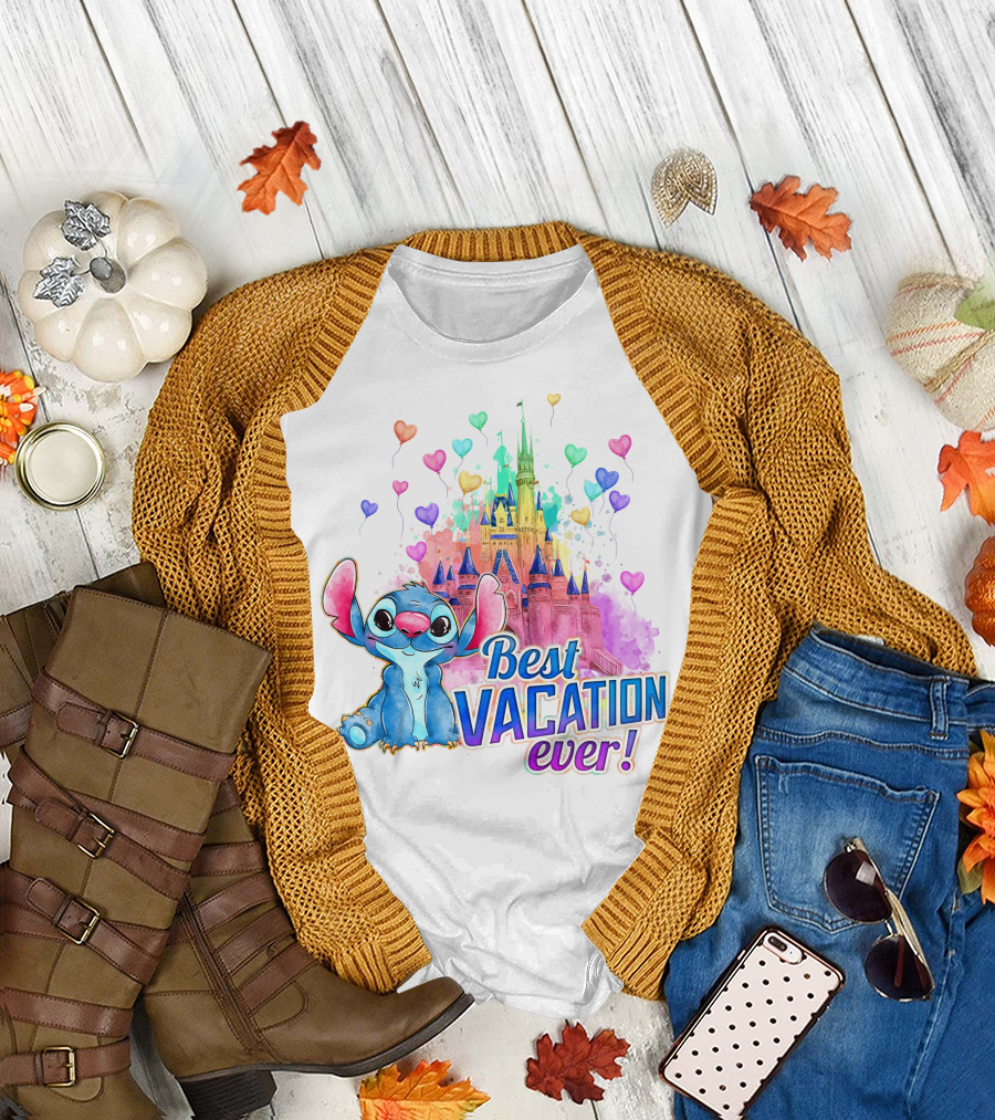 Best Vacation Ever Stitch Castle Balloons T-Shirt