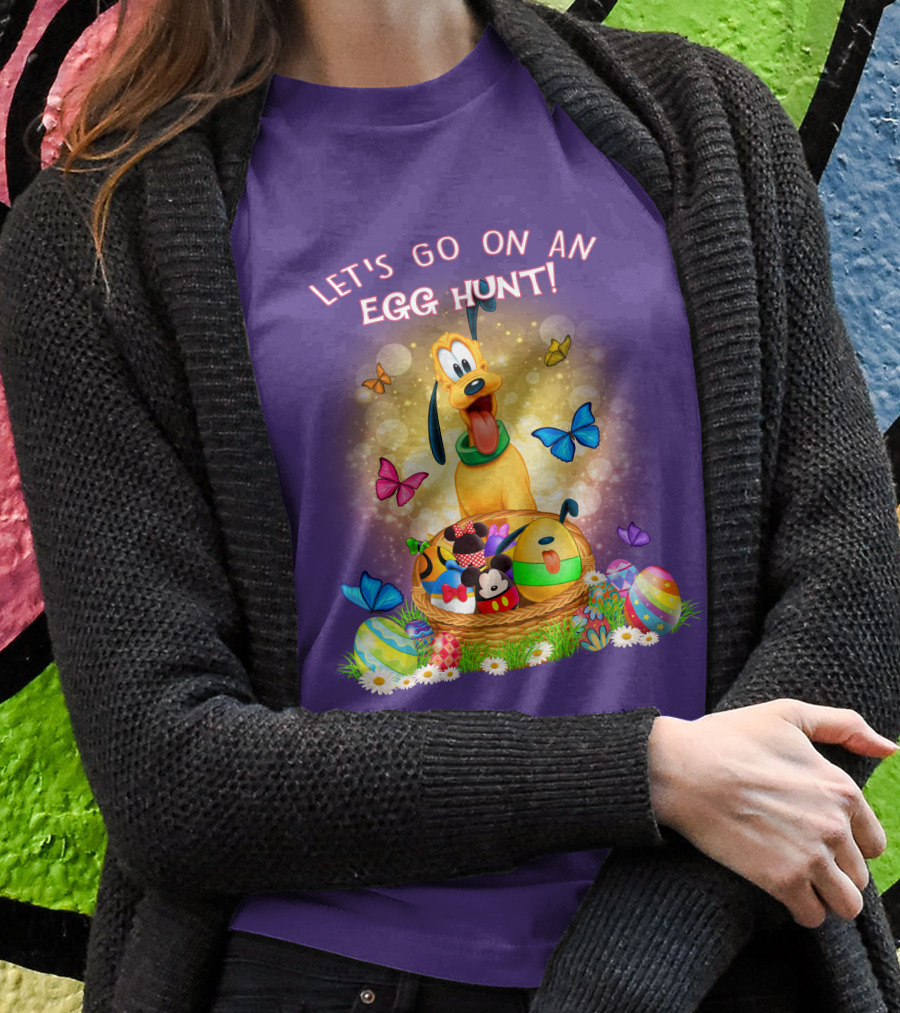 Let's Go On An Egg Hunt Pluto Butterflies Basket Eggs T-Shirt
