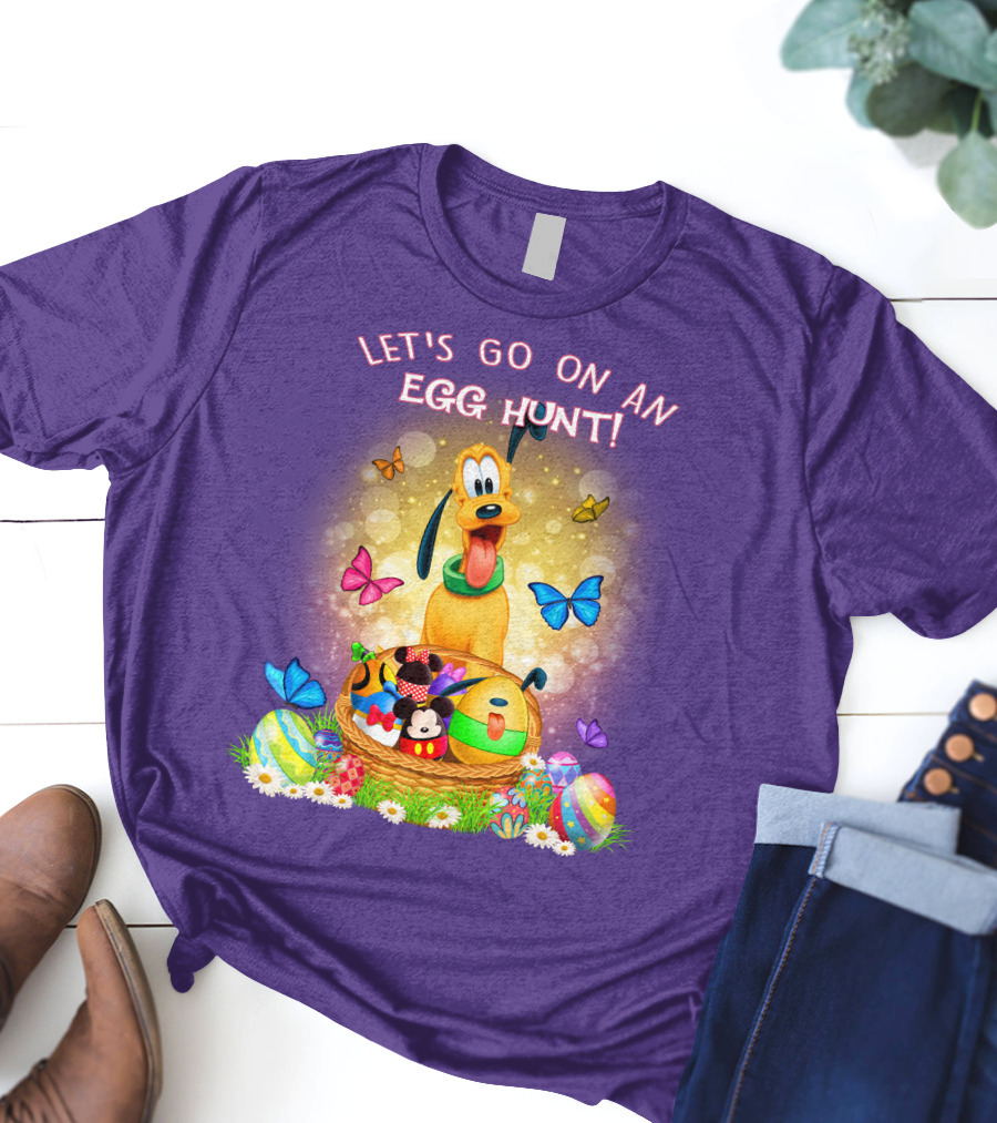 Let's Go On An Egg Hunt Pluto Butterflies Basket Eggs T-Shirt