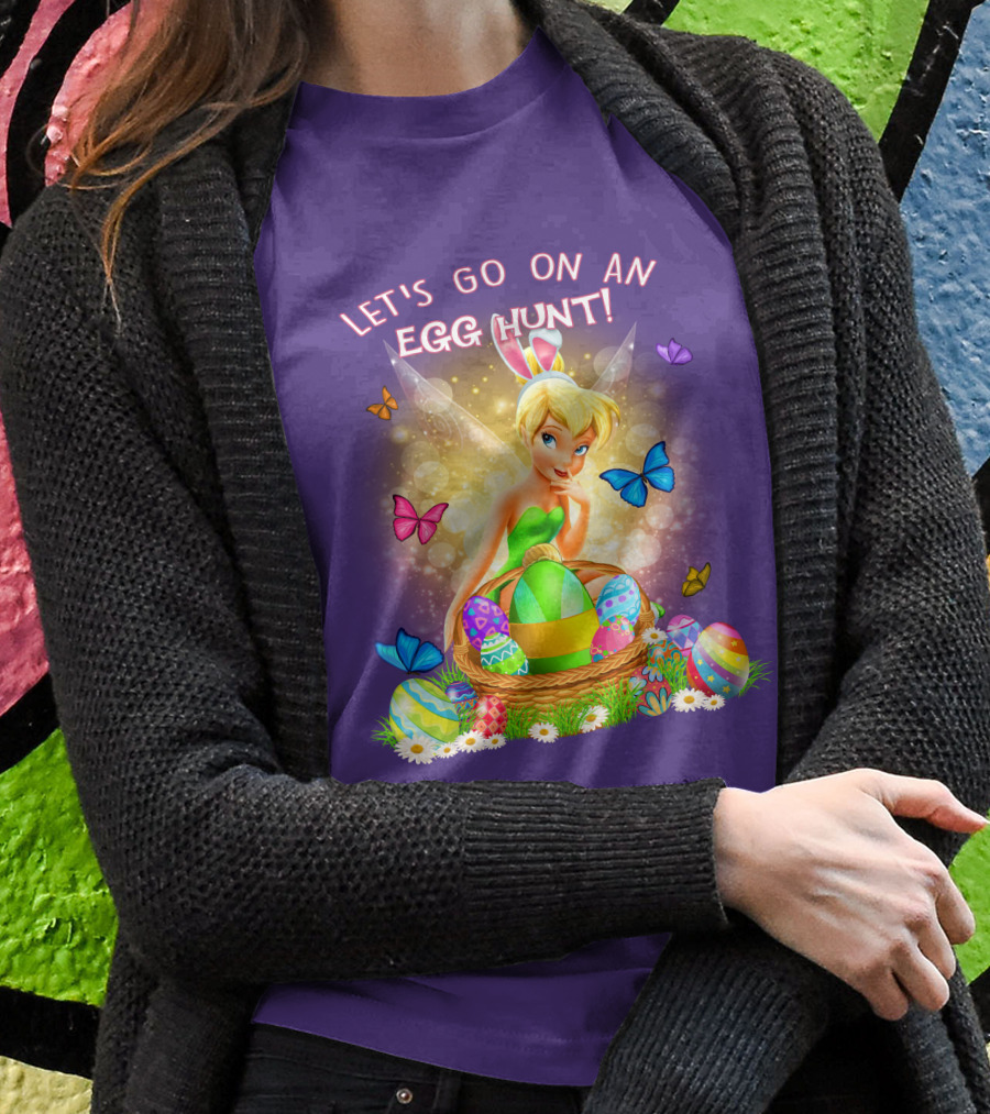 Let's Go On An Egg Hunt Tinkerbell Basket Butterflies T-Shirt