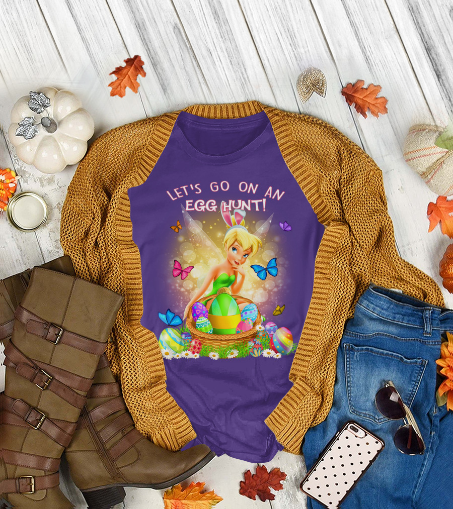 Let's Go On An Egg Hunt Tinkerbell Basket Butterflies T-Shirt