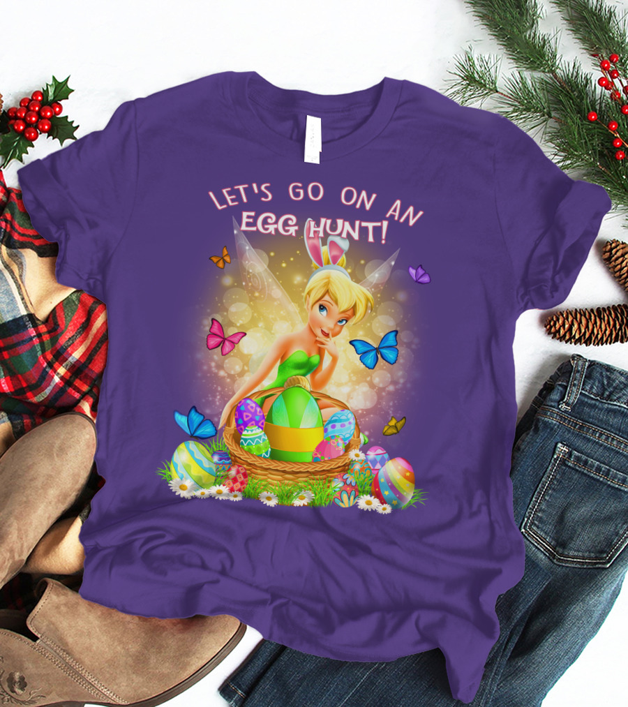 Let's Go On An Egg Hunt Tinkerbell Basket Butterflies T-Shirt