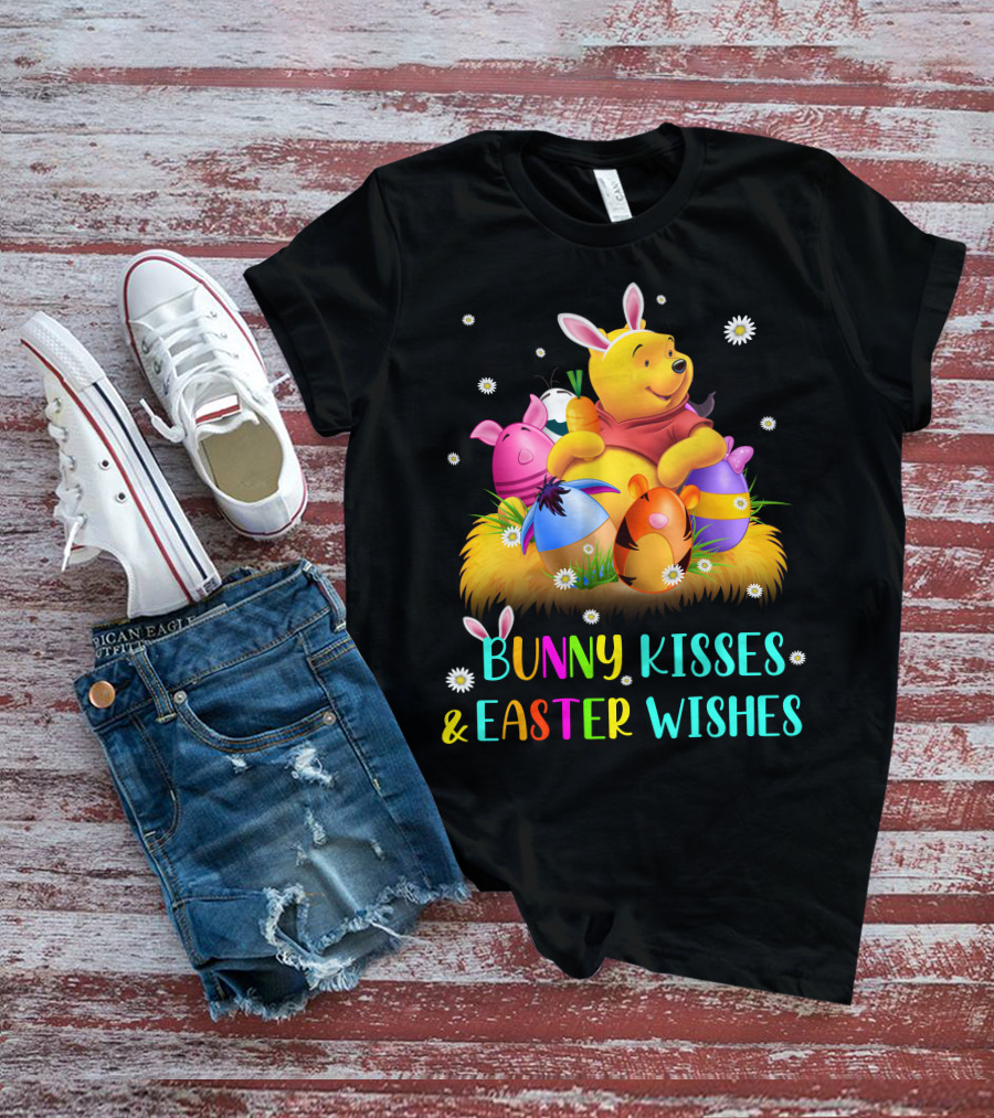 Bunny Kisses & Easter Wishes Pooh Egg Hunt Celebration T-Shirt