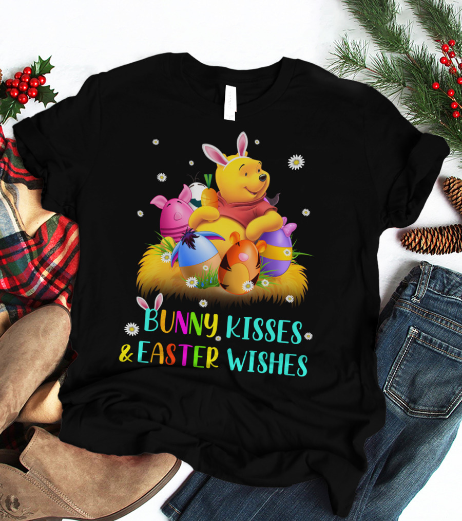 Bunny Kisses & Easter Wishes Pooh Egg Hunt Celebration T-Shirt