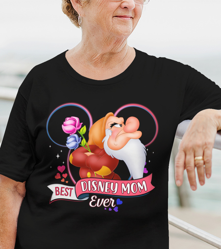Best Disney Mom Ever Grumpy Roses Hearts Mickey Ears T-Shirt
